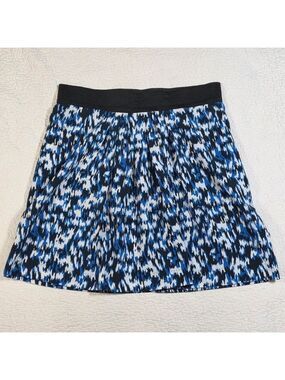 Moon Blue Abstract Pleated Skirt